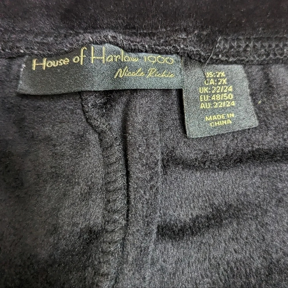 House Of Harlow 1960 Black Velour Jogger Pants 2X - Picture 5 of 8
